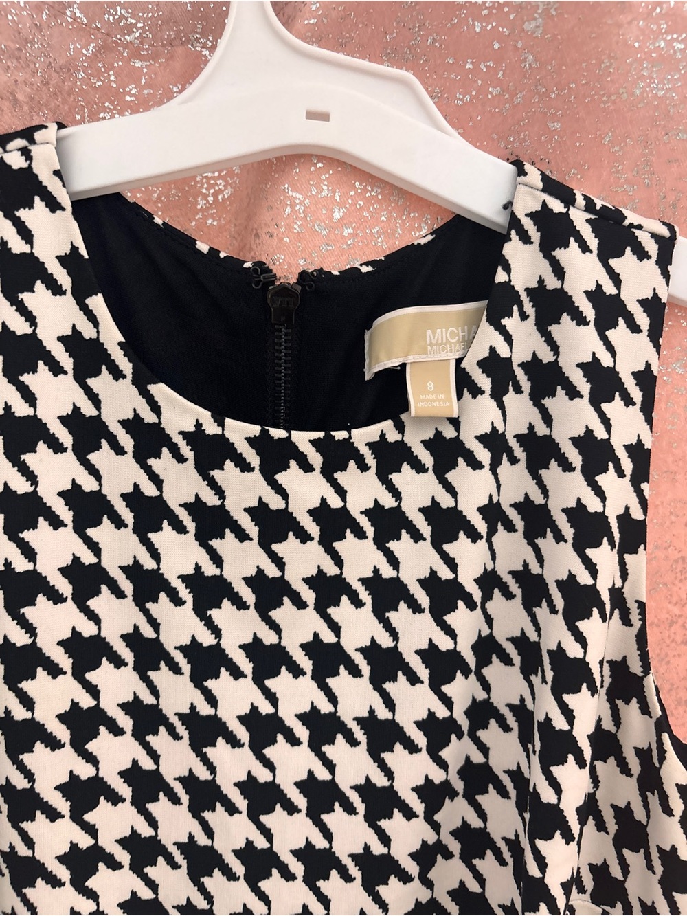 Michael Kors Black & White Houndstooth Midi Sheath Dress - Picture 2 of 4